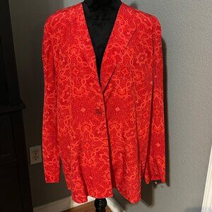 Two Twenty Five Silk Paisley Blazer Red Size 16 Tailored Jacket Lined NWOT